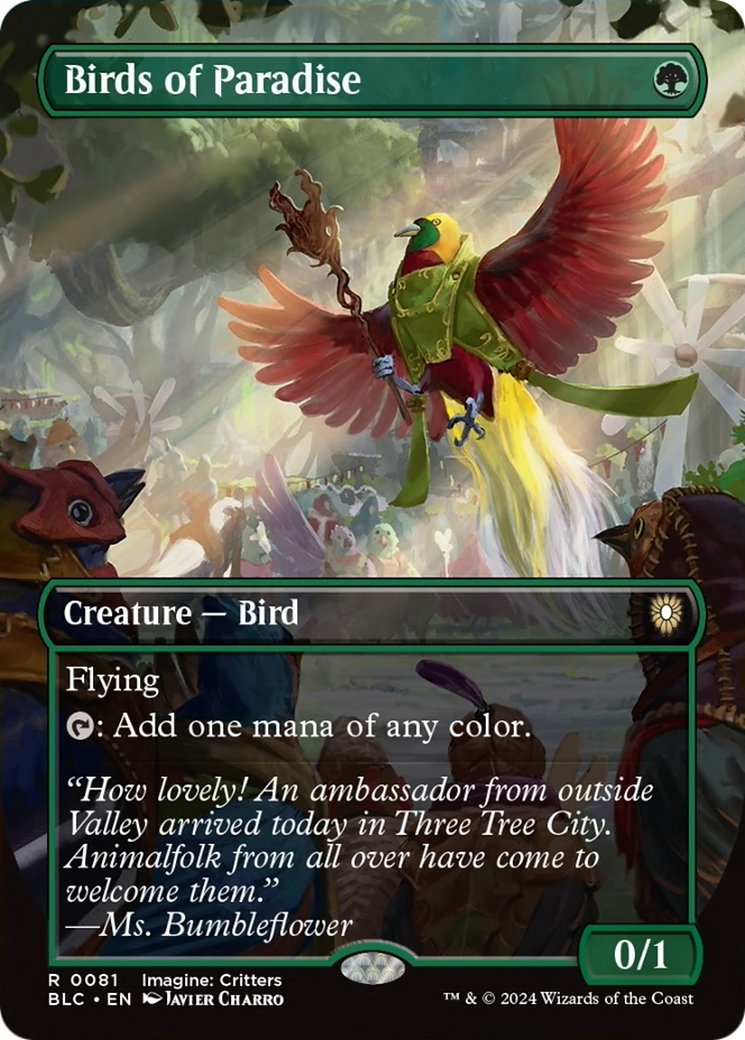 Birds of Paradise (Borderless) [Bloomburrow Commander] | Game Grid - Logan