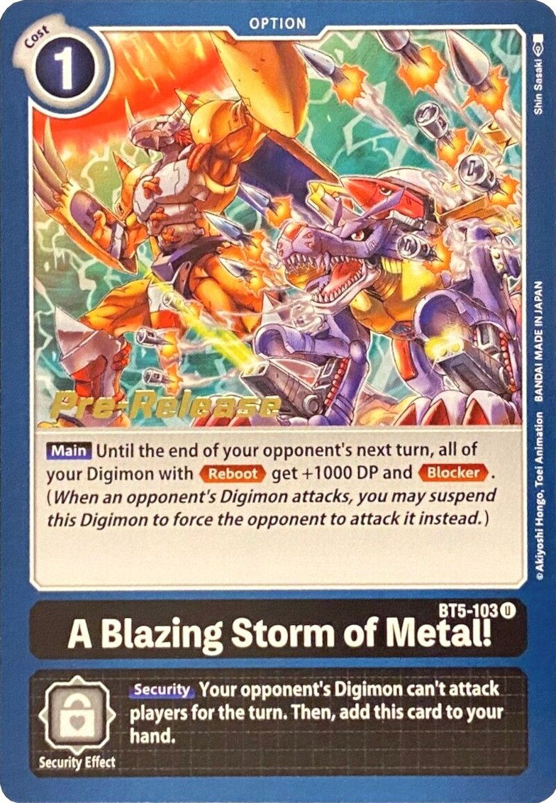 A Blazing Storm of Metal! [BT5-103] [Battle of Omni Pre-Release Promos] | Game Grid - Logan