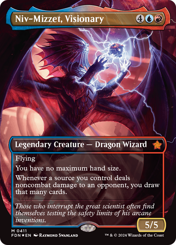 Niv-Mizzet, Visionary (Borderless) (Mana Foil) [Foundations] | Game Grid - Logan