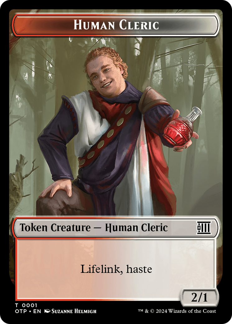 Human Cleric // Plot Double-Sided Token [Outlaws of Thunder Junction: Breaking News Tokens] | Game Grid - Logan