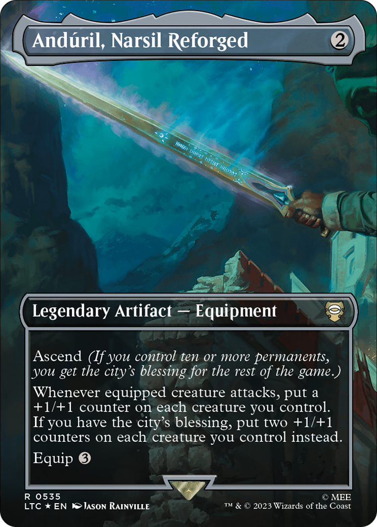 Anduril, Narsil Reforged (Borderless) (Surge Foil) [The Lord of the Rings: Tales of Middle-Earth Commander] | Game Grid - Logan