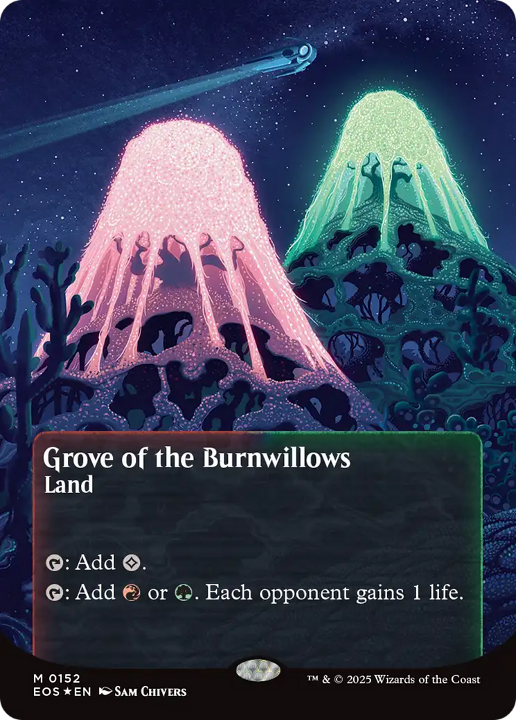 Grove of the Burnwillows (0152) (Borderless) (Galaxy Foil) [Edge of Eternities: Stellar Sights] | Game Grid - Logan