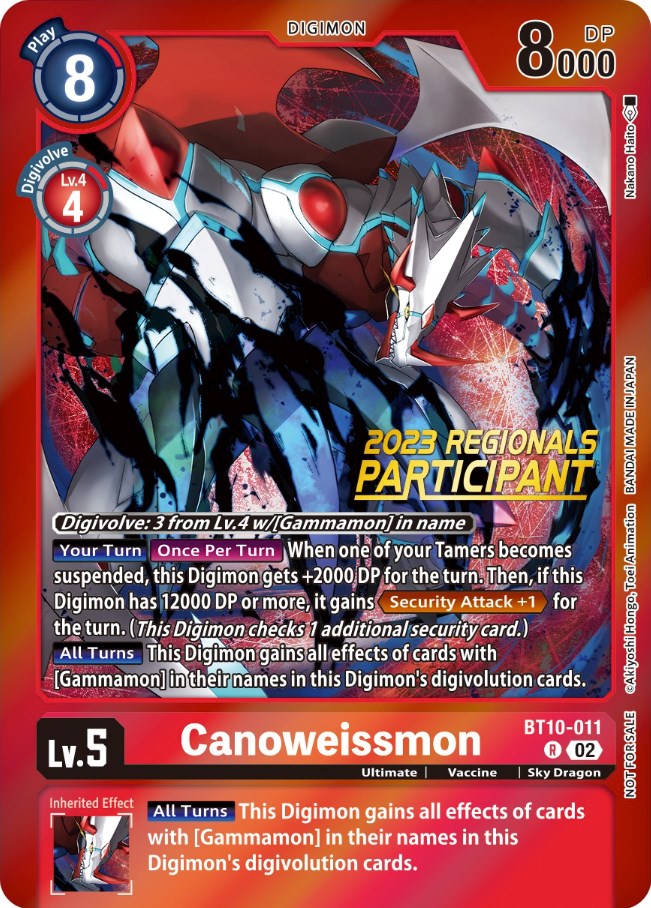 Canoweissmon [BT10-011] (2023 Regionals Participant) [Xros Encounter Promos] | Game Grid - Logan