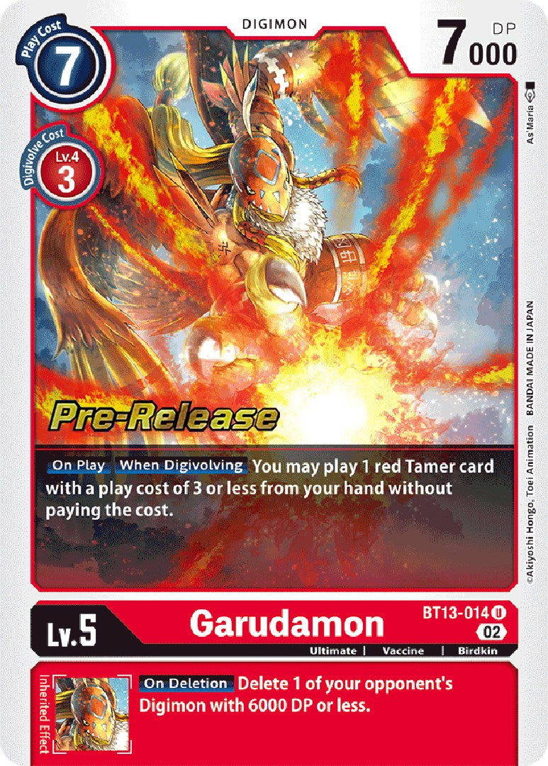Garudamon [BT13-014] [Versus Royal Knights Booster Pre-Release Cards] | Game Grid - Logan