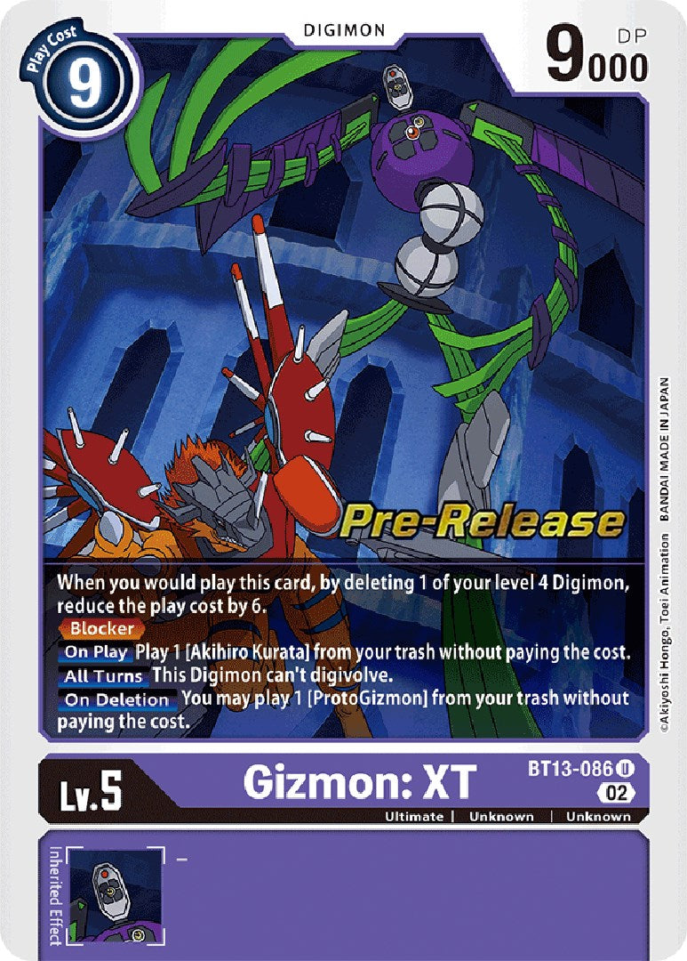 Gizmon: XT [BT13-086] [Versus Royal Knights Booster Pre-Release Cards] | Game Grid - Logan