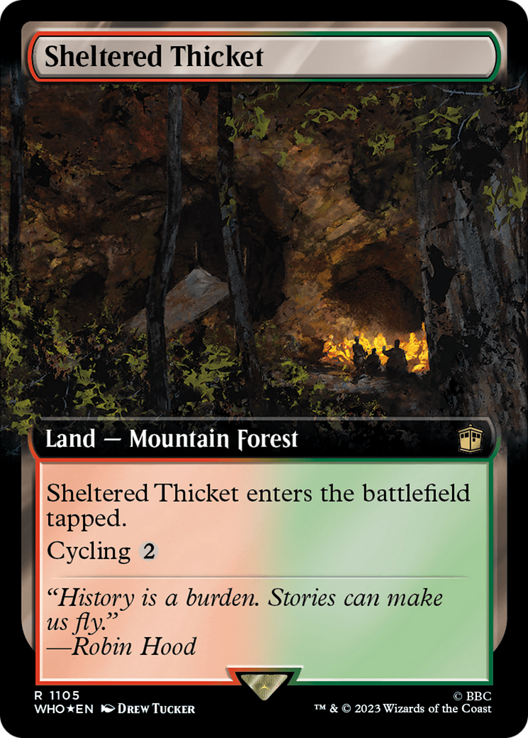 Sheltered Thicket (Extended Art) (Surge Foil) [Doctor Who] | Game Grid - Logan