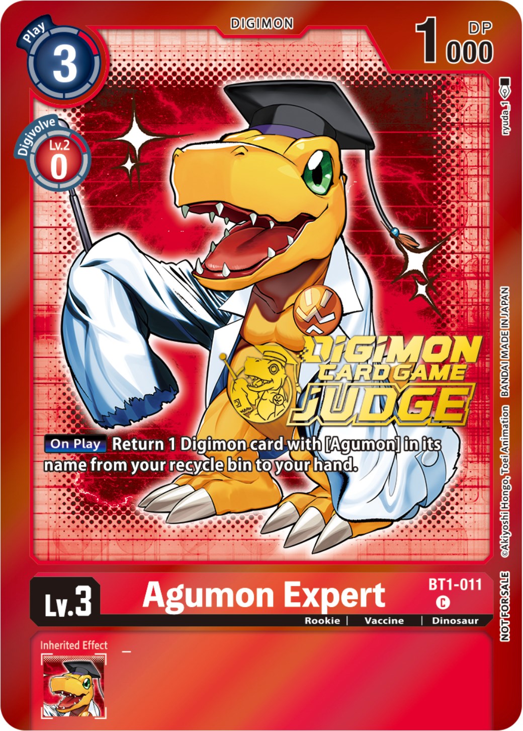 Agumon Expert [BT1-011] (Judge Pack 4) [Release Special Booster Promos] | Game Grid - Logan
