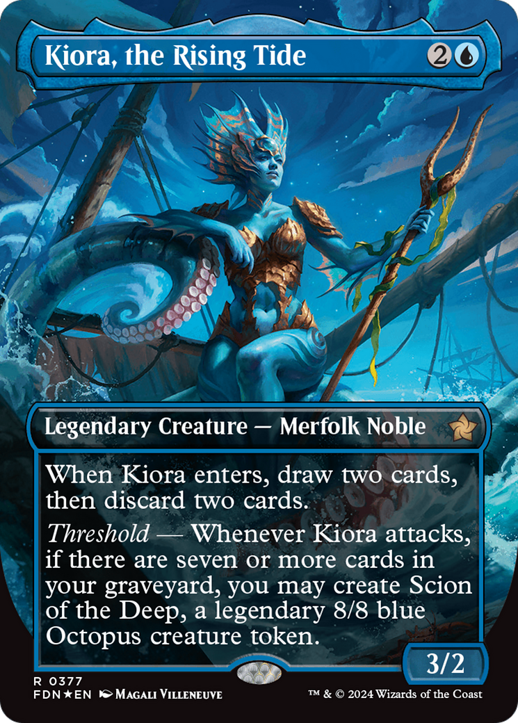 Kiora, the Rising Tide (Borderless) (Mana Foil) [Foundations] | Game Grid - Logan