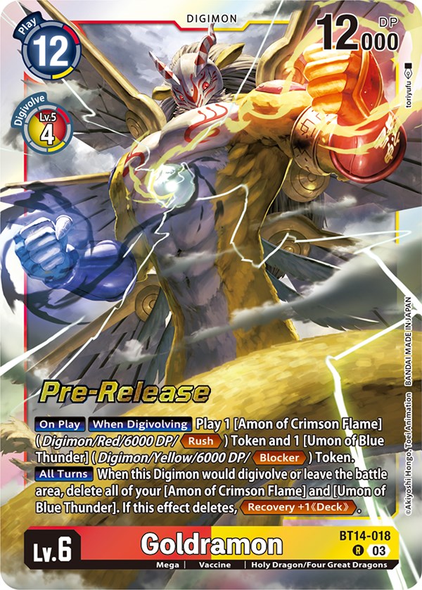 Goldramon [BT14-018] [Blast Ace Pre-Release Cards] | Game Grid - Logan
