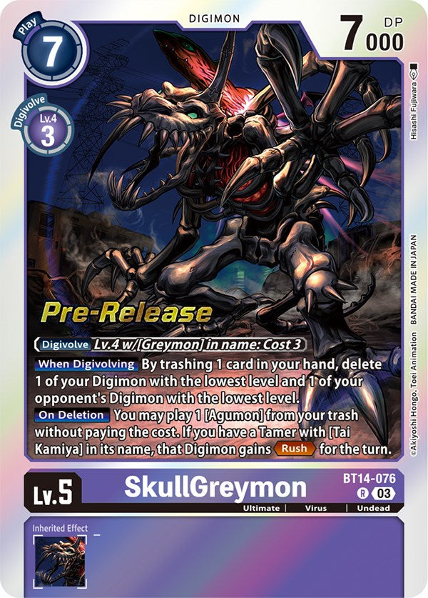 SkullGreymon [BT14-076] [Blast Ace Pre-Release Cards] | Game Grid - Logan