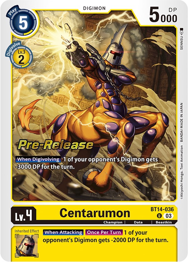 Centarumon [BT14-036] [Blast Ace Pre-Release Cards] | Game Grid - Logan