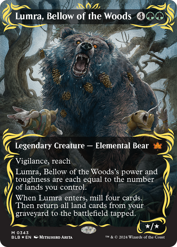 Lumra, Bellow of the Woods (Borderless) (Raised Foil) [Bloomburrow] | Game Grid - Logan