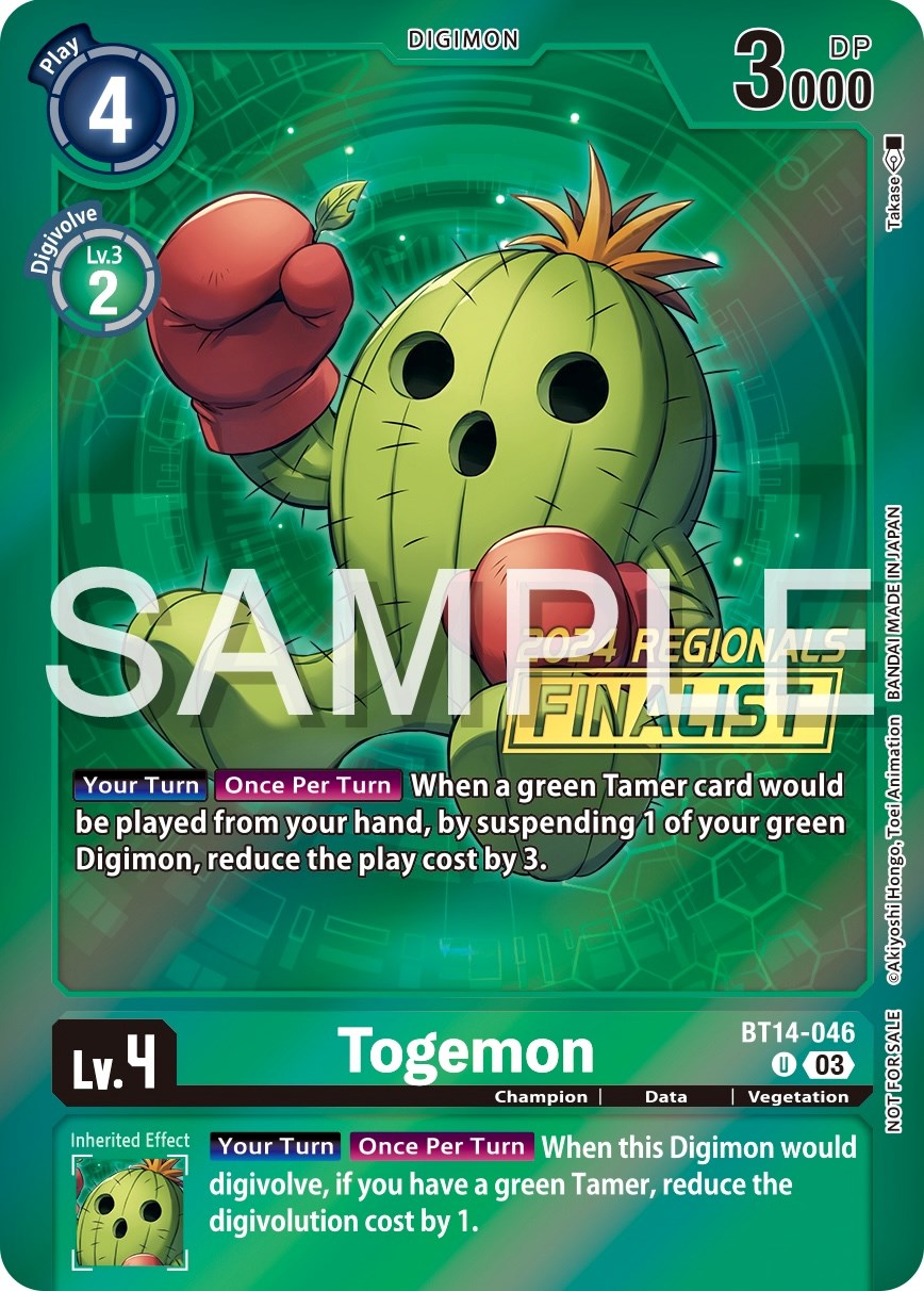 Togemon [BT14-046] (2024 Regionals Finalist) [Blast Ace Promos] | Game Grid - Logan