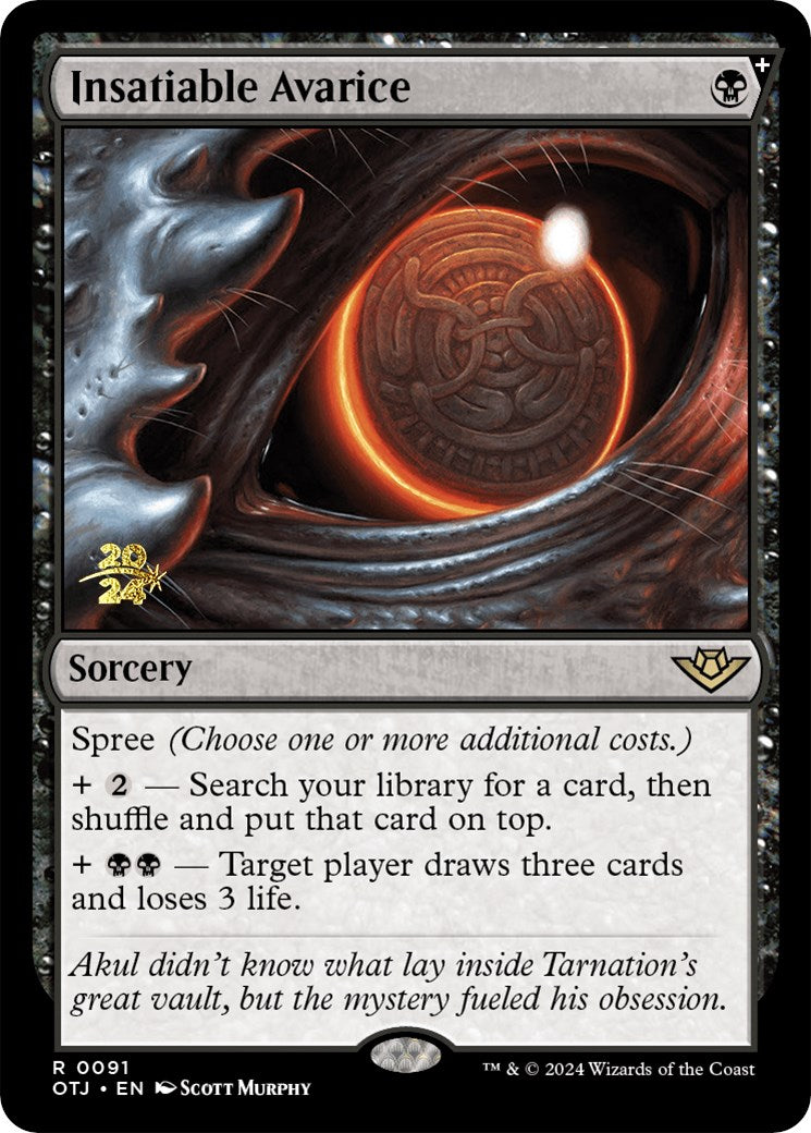 Insatiable Avarice [Outlaws of Thunder Junction Prerelease Promos] | Game Grid - Logan