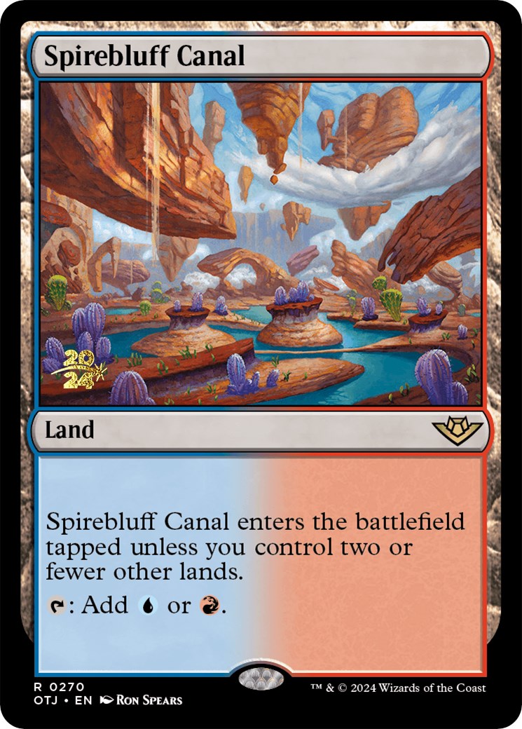 Spirebluff Canal (OTJ) [Outlaws of Thunder Junction Prerelease Promos] | Game Grid - Logan
