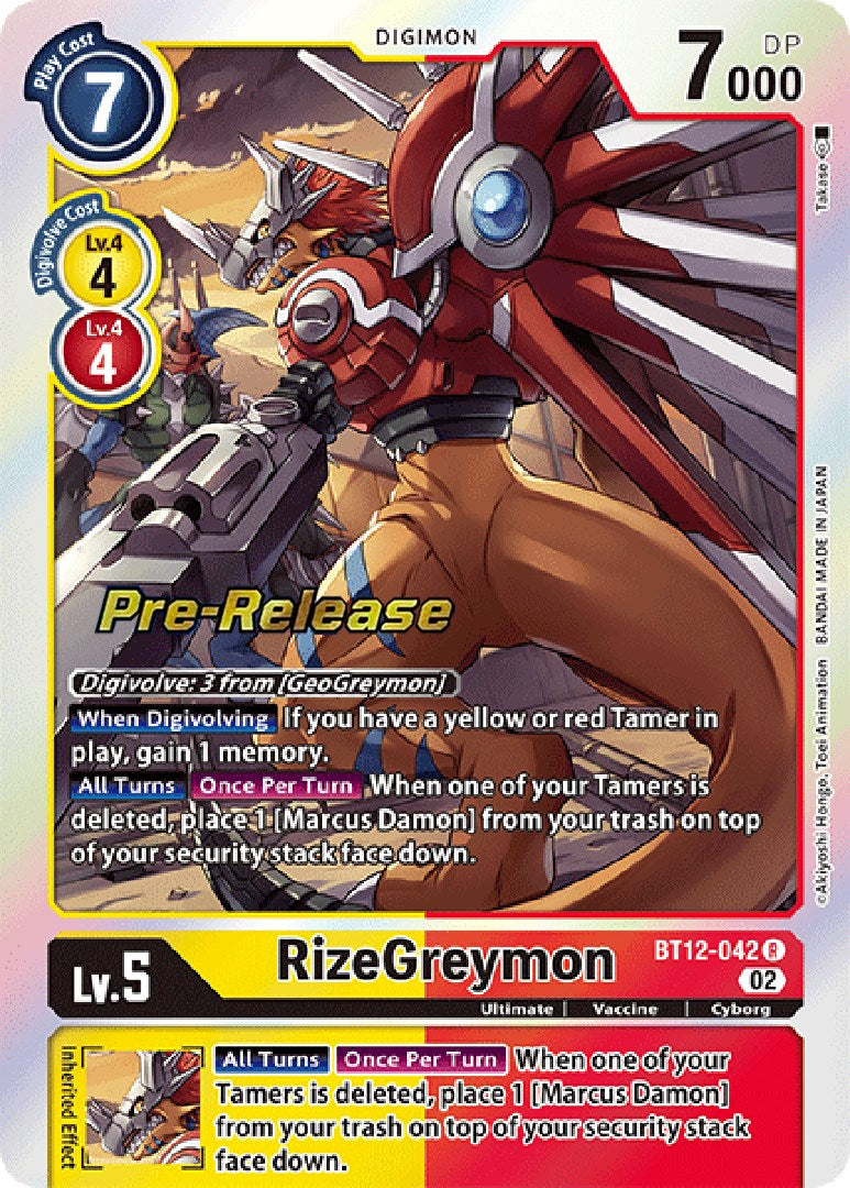 RizeGreymon [BT12-042] [Across Time Pre-Release Cards] | Game Grid - Logan
