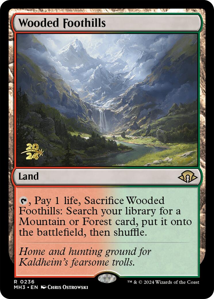 Wooded Foothills [Modern Horizons 3 Prerelease Promos] | Game Grid - Logan