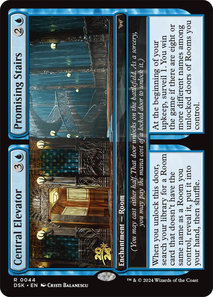 Central Elevator // Promising Stairs [Duskmourn: House of Horror Prerelease Promos] | Game Grid - Logan