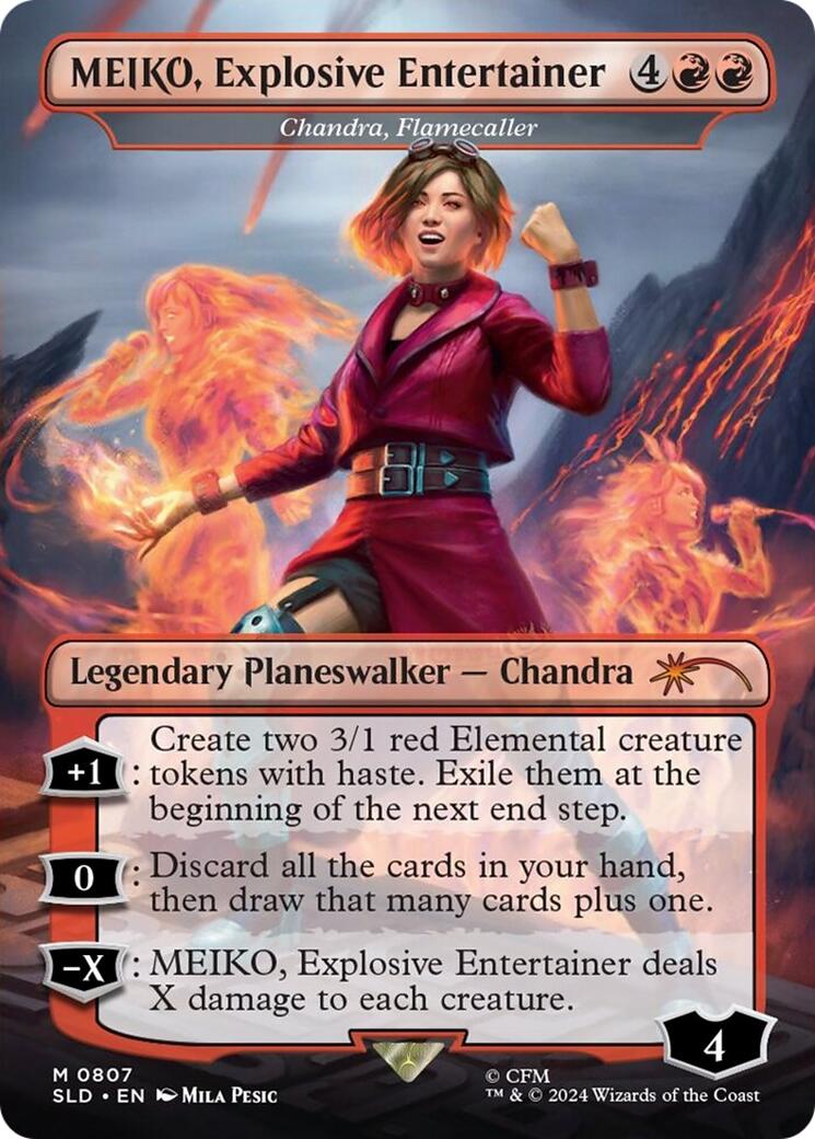 MEIKO, Explosive Entertainer - Chandra, Flamecaller (Rainbow Foil) [Secret Lair Drop Series] | Game Grid - Logan