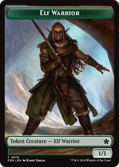 Elf Warrior // Raccoon Doubled-Sided Token [Foundations Tokens] | Game Grid - Logan