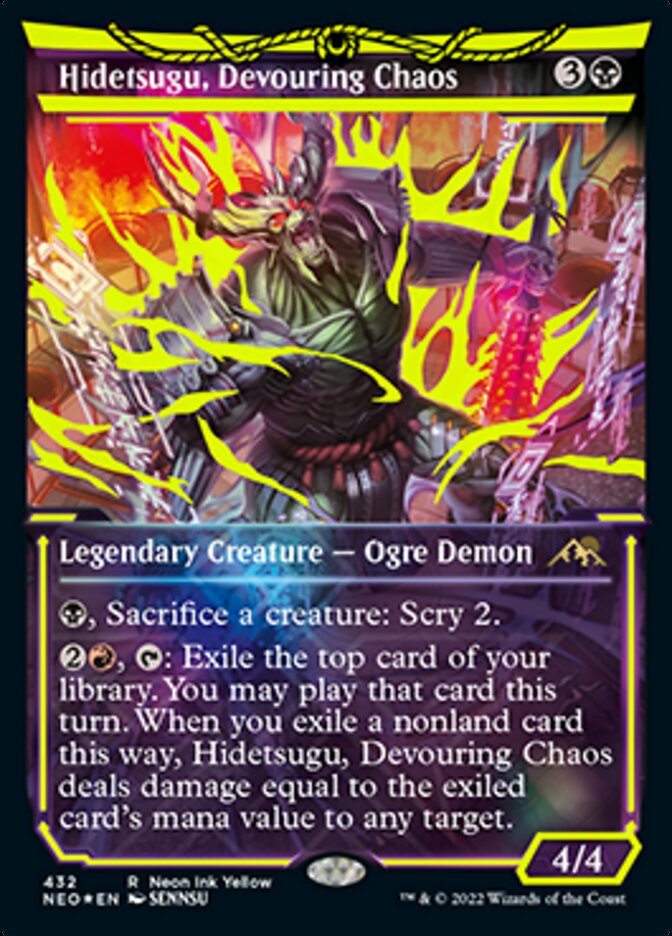 Hidetsugu, Devouring Chaos (Neon Ink Yellow) [Kamigawa: Neon Dynasty] | Game Grid - Logan