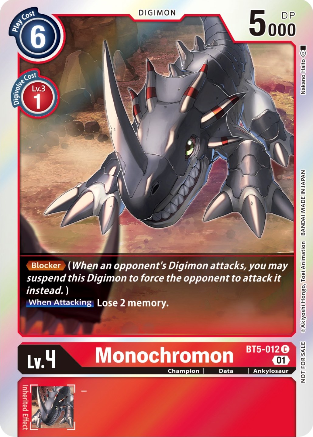 Monochromon [BT5-012] (ST-11 Special Entry Pack) [Battle of Omni Promos] | Game Grid - Logan