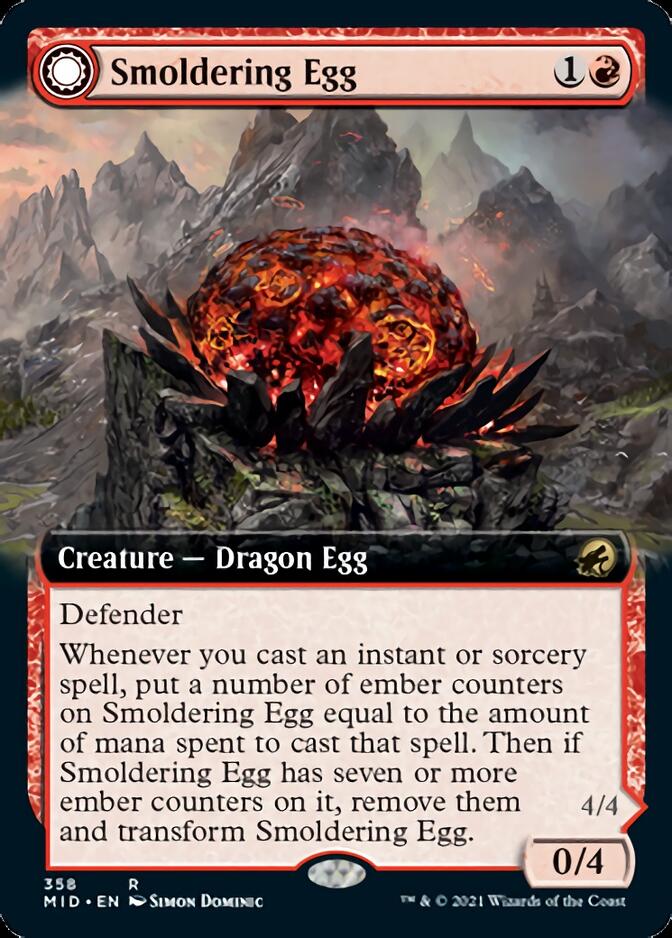 Smoldering Egg // Ashmouth Dragon (Extended Art) [Innistrad: Midnight Hunt] | Game Grid - Logan