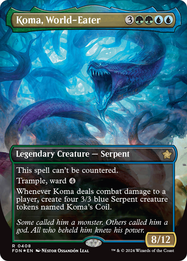 Koma, World-Eater (Borderless) (Mana Foil) [Foundations] | Game Grid - Logan