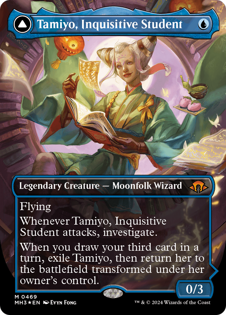 Tamiyo, Inquisitive Student // Tamiyo, Seasoned Scholar (Borderless) (Textured Foil) [Modern Horizons 3] | Game Grid - Logan