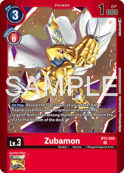Zubamon [BT3-008] (Limited Card Pack -Billion Bullet-) [Limited Card Pack -Billion Bullet-] | Game Grid - Logan