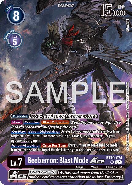 Beelzemon: Blast Mode ACE [BT19-074] (Limited Card Pack -Billion Bullet-) [Limited Card Pack -Billion Bullet-] | Game Grid - Logan