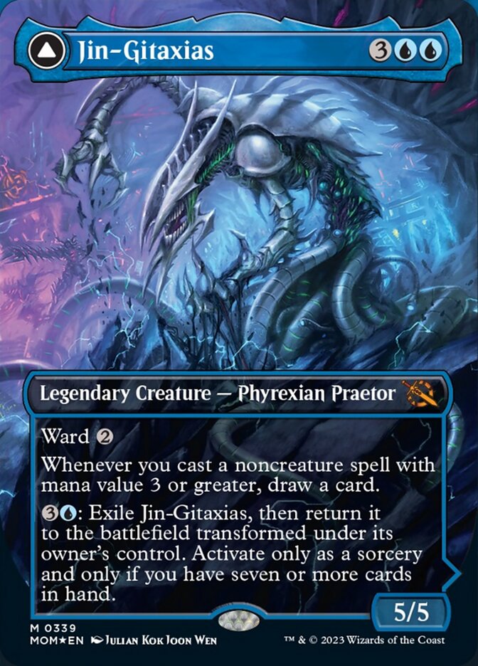 Jin-Gitaxias // The Great Synthesis (Borderless Alternate Art) [March of the Machine] | Game Grid - Logan