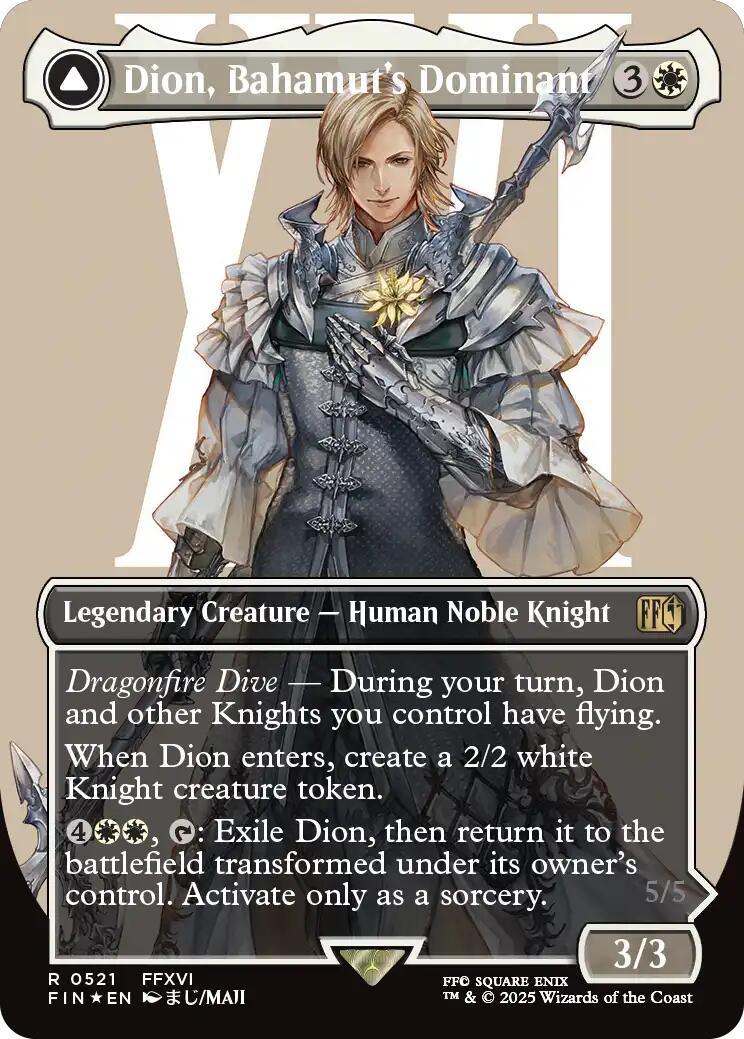 Dion, Bahamut's Dominant // Bahamut, Warden of Light (Borderless) (Surge Foil) [FINAL FANTASY] | Game Grid - Logan