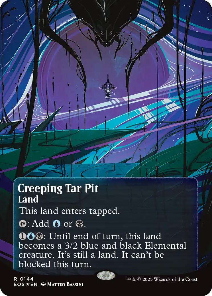 Creeping Tar Pit (0144) (Borderless) (Galaxy Foil) [Edge of Eternities: Stellar Sights] | Game Grid - Logan