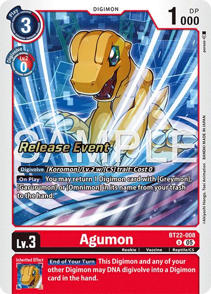 Agumon [BT22-008] [Cyber Eden Release Event Cards] | Game Grid - Logan
