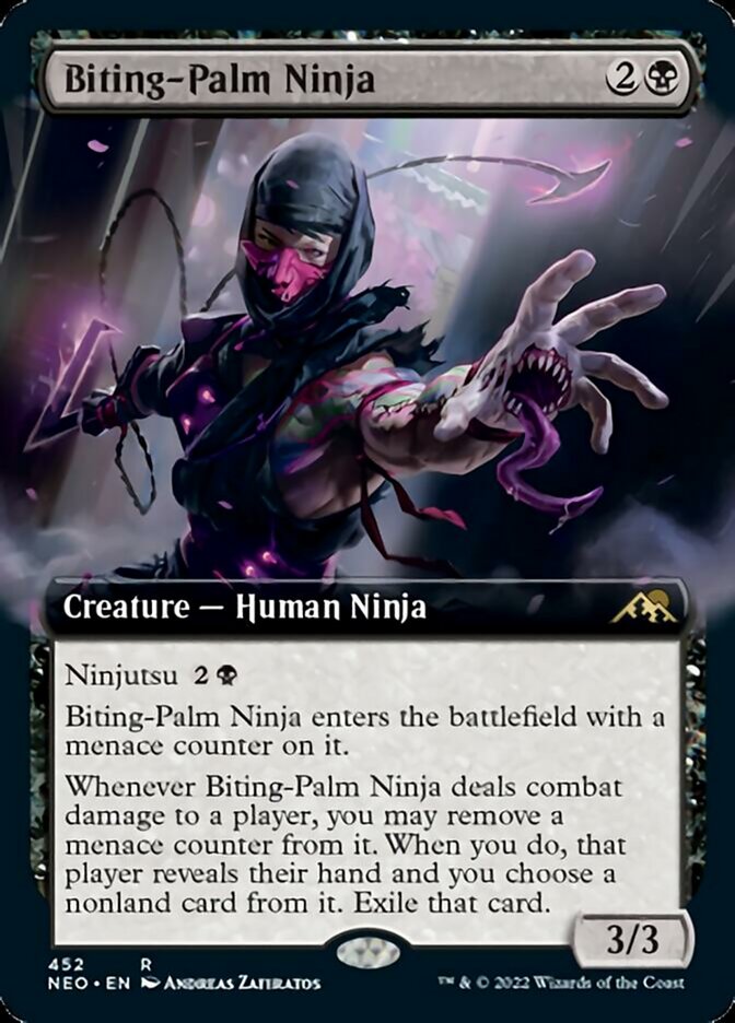 Biting-Palm Ninja (Extended Art) [Kamigawa: Neon Dynasty] | Game Grid - Logan