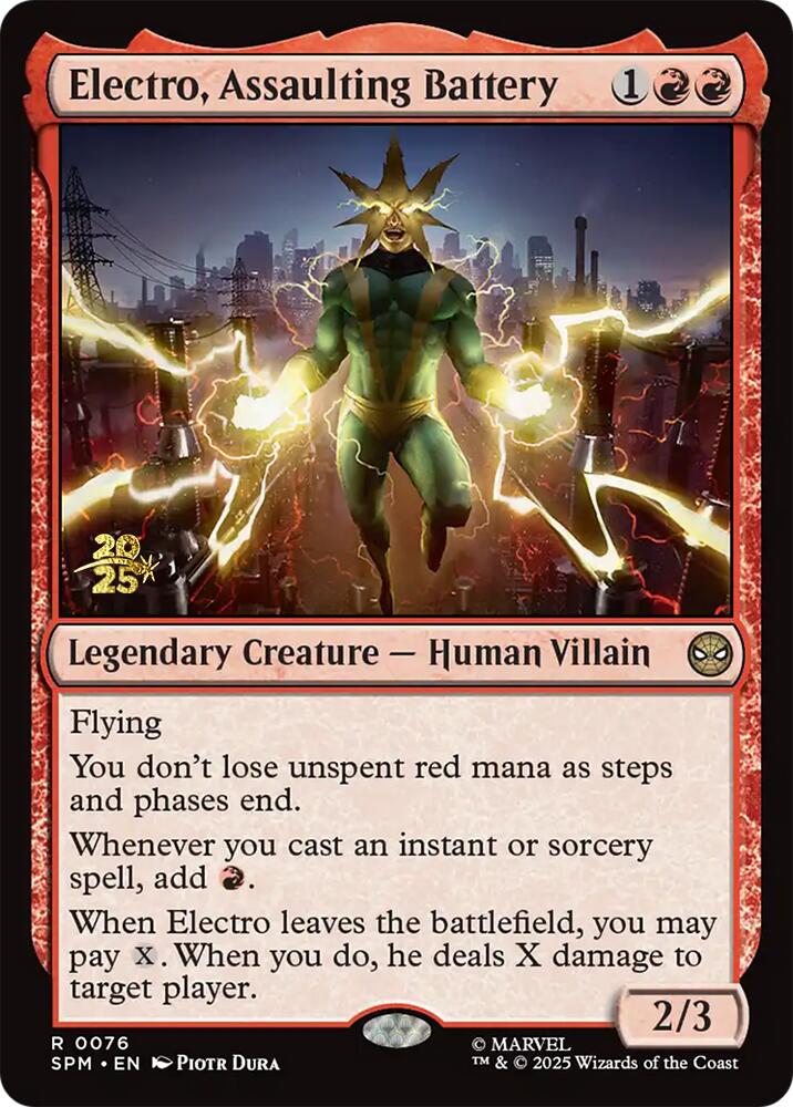 Electro, Assaulting Battery [Marvel's Spider-Man Prerelease Promos] | Game Grid - Logan
