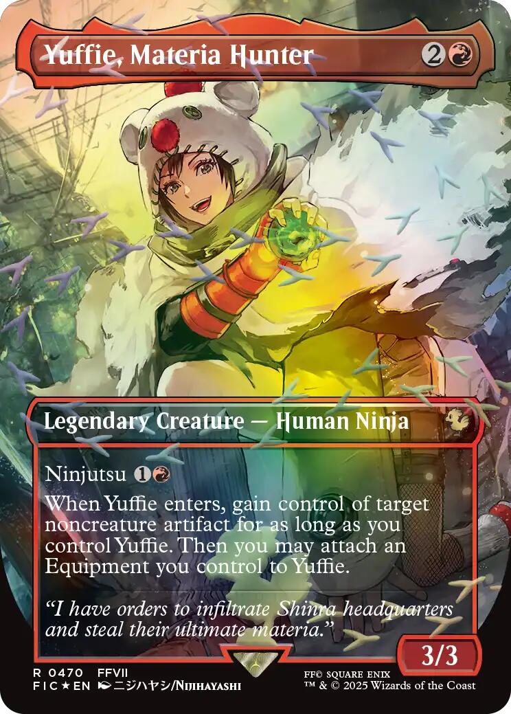 Yuffie, Materia Hunter (Borderless) (Chocobo Track Foil) [FINAL FANTASY Commander] | Game Grid - Logan