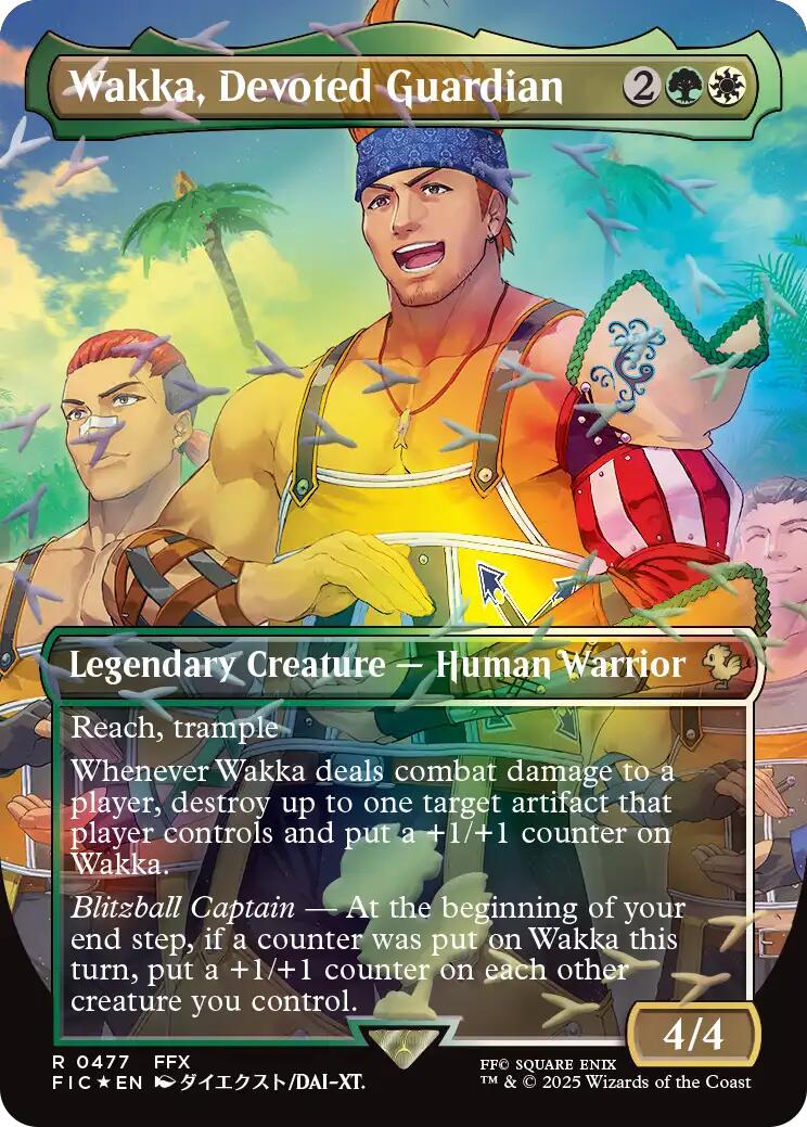 Wakka, Devoted Guardian (Borderless) (Chocobo Track Foil) [FINAL FANTASY Commander] | Game Grid - Logan