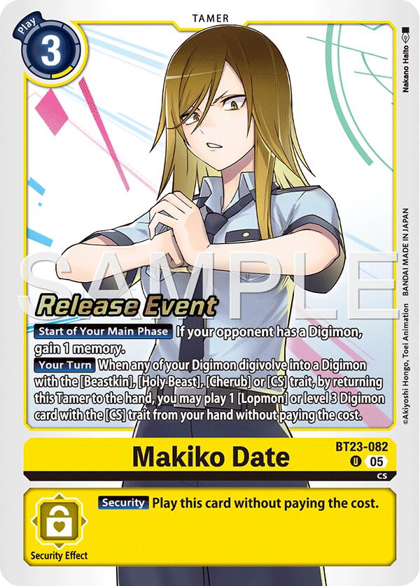 Makiko Date [BT23-082] [Hackers' Slumber Release Event Cards] | Game Grid - Logan
