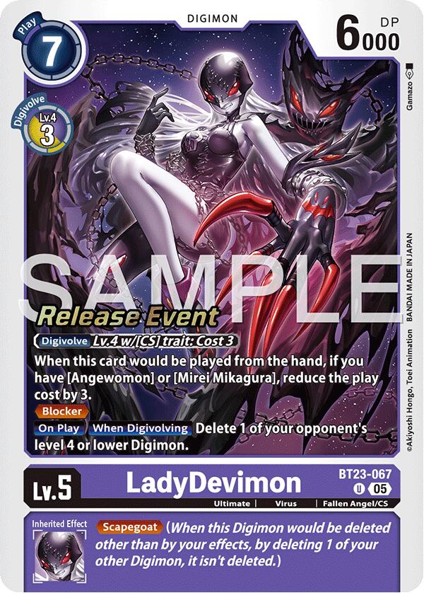 LadyDevimon [BT23-067] [Hackers' Slumber Release Event Cards] | Game Grid - Logan