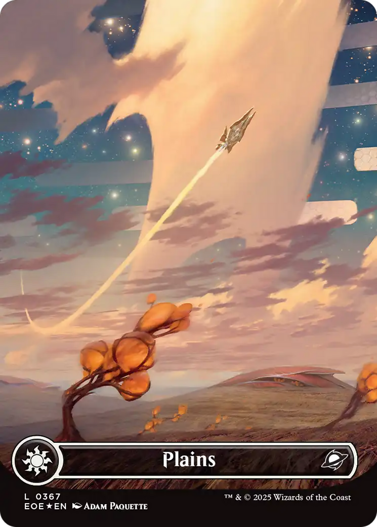 Plains (0367) (Borderless) (Galaxy Foil) [Edge of Eternities] | Game Grid - Logan
