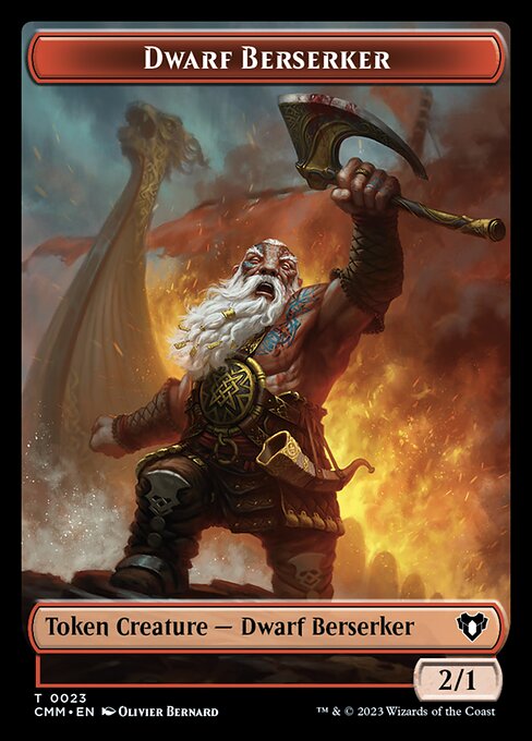 Zombie (0019) // Dwarf Berserker Double-Sided Token [Commander Masters Tokens] | Game Grid - Logan