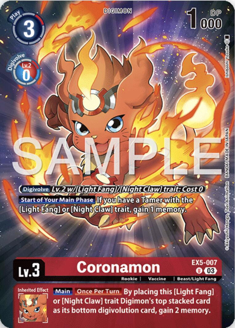 Coronamon [EX5-007] (Digimon Story: Time Stranger Collector's Edition) [Animal Colosseum] | Game Grid - Logan