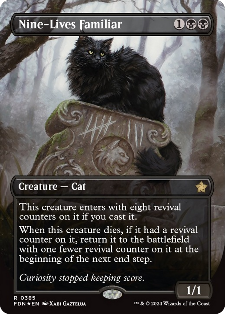 Nine-Lives Familiar (Borderless Mana Foil) [Foundations] | Game Grid - Logan