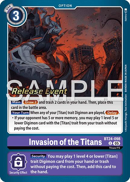 Invasion of the Titans [BT24-098] [Time Stranger Release Events Cards] | Game Grid - Logan