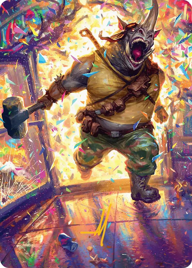 Rocksteady, Rowdy Rhino Art Card (Gold-Stamped Signature) [Teenage Mutant Ninja Turtles Art Series] | Game Grid - Logan
