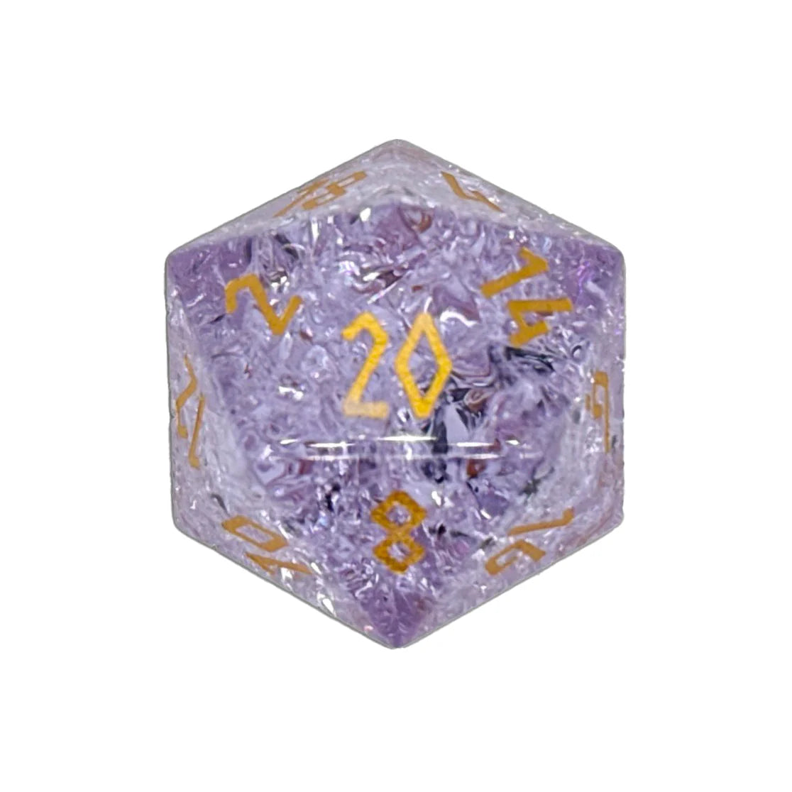 30MM Gemstone D20 Boulder: Shattered Amethyst | Game Grid - Logan