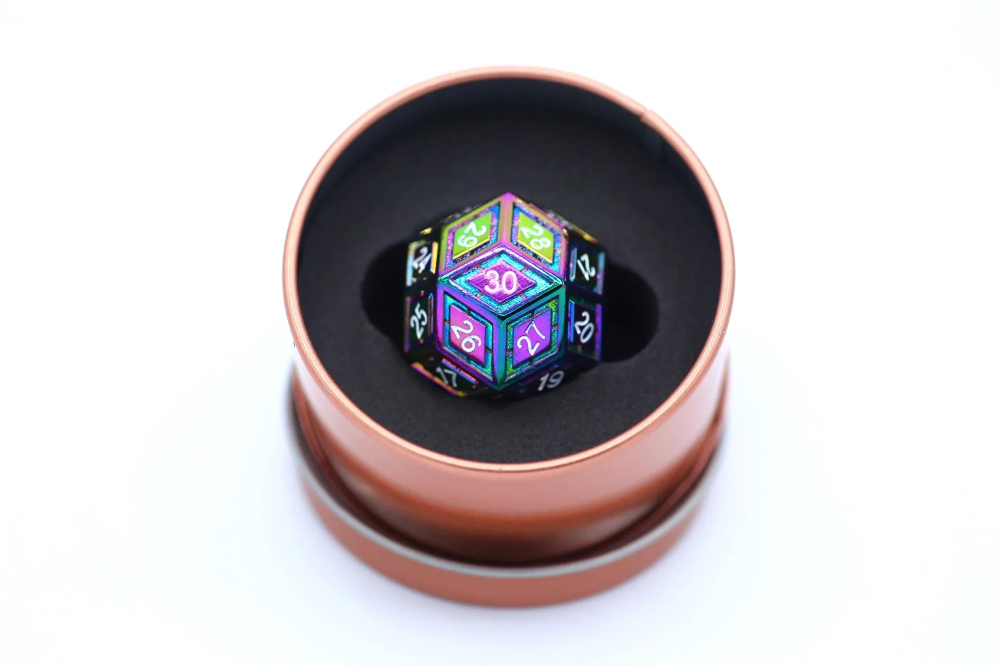 Titan's Fist Metal D30 Dice - Prismatic with White | Game Grid - Logan