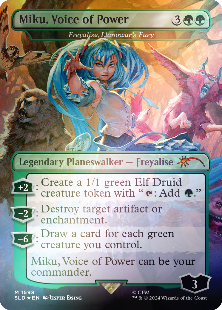 Miku, Voice of Power - Freyalise, Llanowar's Fury (Rainbow Foil) [Secret Lair Drop Series] | Game Grid - Logan